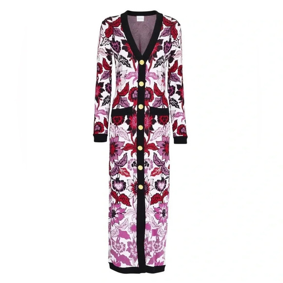 hayley menzies Dresses & Skirts - Hayley Menzies Floral Jacquard Knit Midi Dress size XS